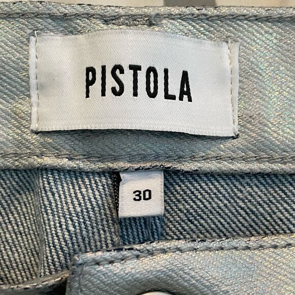 Pistola Cassie Super High Rise Straight Leg Jeans Coated Prism Silver Denim 30 - Picture 6 of 11